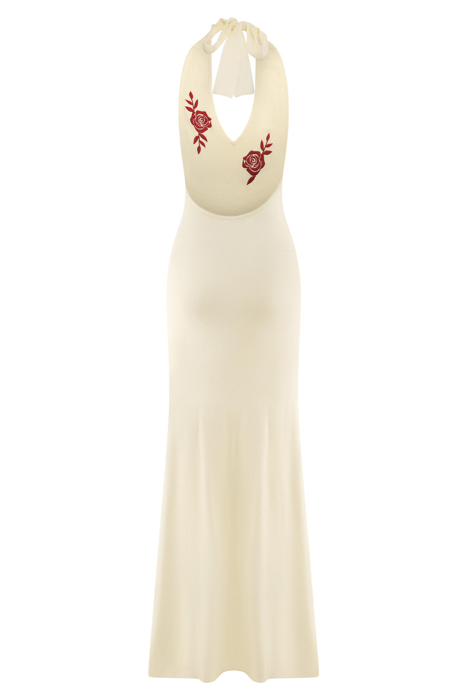 Shiloh Rose Knit Halter Maxi Dress - Ivory